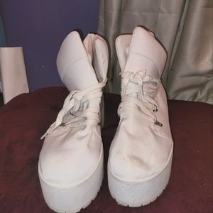 White Platform boots